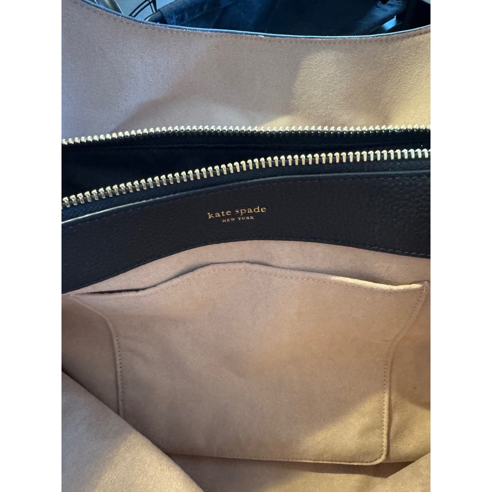 Kate Spade New York Black Pebbled Leather Knott Large Hobo Shoulder Bag Gold - Picture 4 of 9